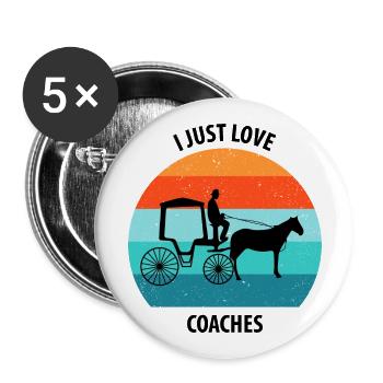 Kutscher Kutsche Pferdekutscher Kutschieren - Buttons groß 56 mm (5er Pack) - Weiß - Vorne