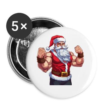 Bath Santa Claus Muscles Strong Christmas - Buttons large 2.2''/56 mm (5-pack) - white - Front