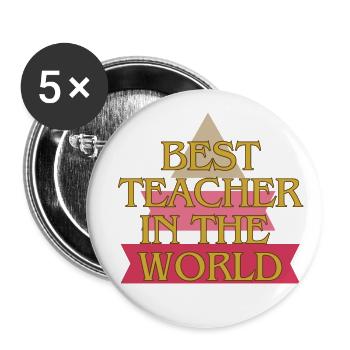 Best Teacher in the world - Lot de 5 grands badges (56 mm) - blanc - Devant