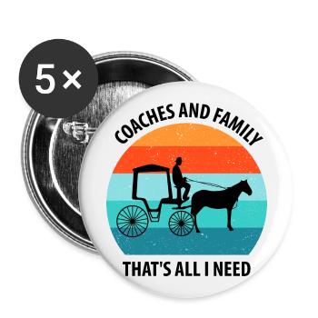 Kutscher Kutsche Pferdekutscher Kutschieren - Buttons groß 56 mm (5er Pack) - Weiß - Vorne
