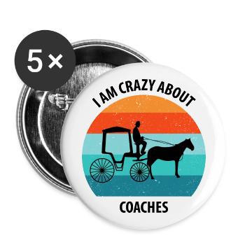 Kutscher Kutsche Pferdekutscher Kutschieren - Buttons groß 56 mm (5er Pack) - Weiß - Vorne