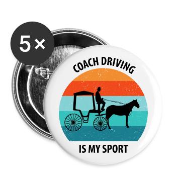 Kutscher Kutsche Pferdekutscher Kutschieren - Buttons groß 56 mm (5er Pack) - Weiß - Vorne