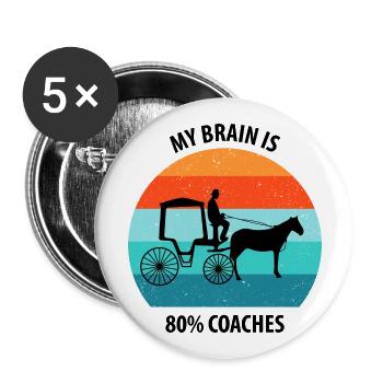 Calèche de cocher Calèche tirée par des chevaux Calèche - Lot de 5 grands badges (56 mm) - blanc - Devant