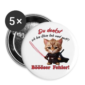 Evil Mistake Funny Saying Cat - Buttons large 2.2''/56 mm (5-pack) - white - Front