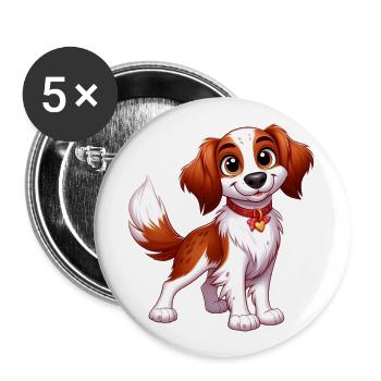 Brittany Spaniel 5 - Buttons large 2.2''/56 mm (5-pack) - white - Front