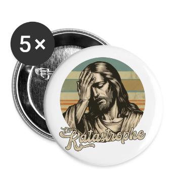 Jesus Digga Katastrophe - Buttons groß 56 mm (5er Pack) - Weiß - Vorne