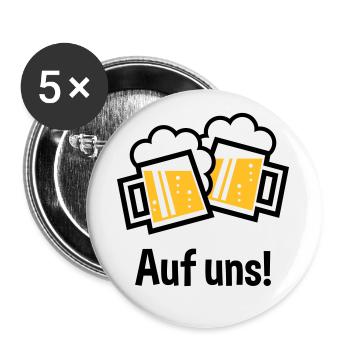 XAufuns! – 2 Bayrische Originale (2) - Buttons groß 56 mm (5er Pack) - Weiß - Vorne