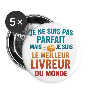 Le meilleur livreur du monde - Lot de 5 grands badges (56 mm) - blanc - Devant