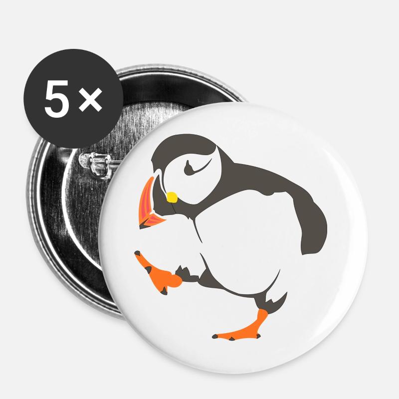 Walking puffin - Buttons large 2.2''/56 mm (5-pack) - white