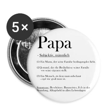 Papa - Buttons groß 56 mm (5er Pack) - Weiß - Vorne