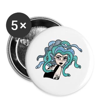 Inked medusa n ° 3 - Buttons large 2.2''/56 mm (5-pack) - white - Front