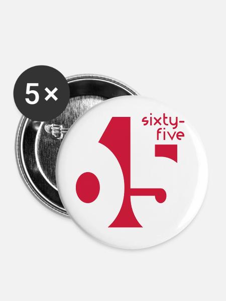 65 sixty-five - Buttons groß 56 mm (5er Pack) - Weiß