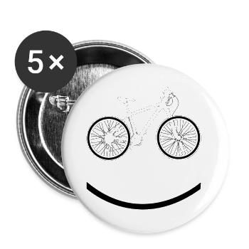 Mountain bike funny cycling gift - Buttons large 2.2''/56 mm (5-pack) - white - Front