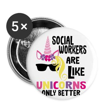 Social work social worker ladies gift - Buttons large 2.2''/56 mm (5-pack) - white - Front
