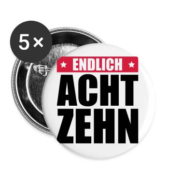 endlich 18 jahre - Buttons groß 56 mm (5er Pack) - Weiß - Vorne
