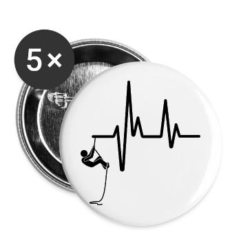 Grimpeurs en rappel avec un battement de coeur - Lot de 5 grands badges (56 mm) - blanc - Devant