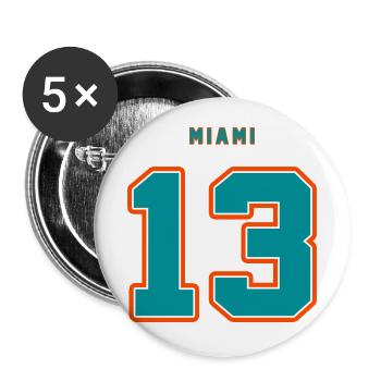 Miami Fan Shirt 13 - Buttons groß 56 mm (5er Pack) - Weiß - Vorne