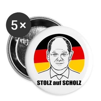 stolz auf Scholz, Bundeskanzler, Deutschland Shirt - Buttons groß 56 mm (5er Pack) - Weiß - Vorne