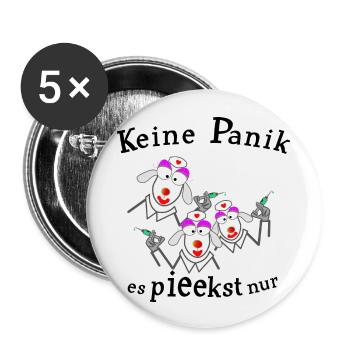 Keine Panik vor der Spritze - Buttons groß 56 mm (5er Pack) - Weiß - Vorne
