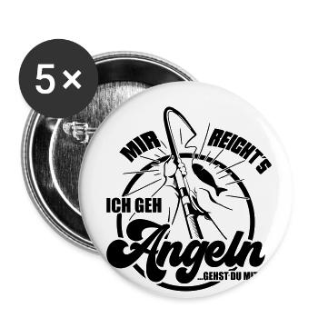 Farbe änderbar | Angel Mir reichts ich geh Angeln. - Buttons groß 56 mm (5er Pack) - Weiß - Vorne