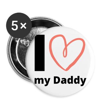 J’aime mon papa en disant fête des pères Amour papa père - Lot de 5 grands badges (56 mm) - blanc - Devant
