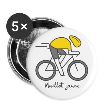 velo vélo vélos le tour cycliste maillot jaune - Lot de 5 grands badges (56 mm) - blanc - Devant