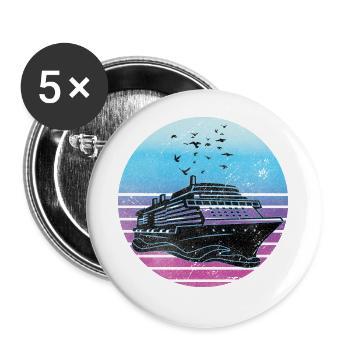 Kreuzfahrt - Buttons groß 56 mm (5er Pack) - Weiß - Vorne