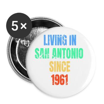 Retro Vintage Living à San Antonio depuis 1961 - Lot de 5 grands badges (56 mm) - blanc - Devant