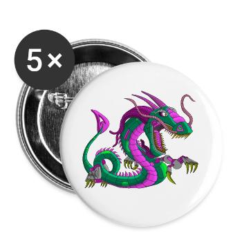 Dragon en métal Mechdragon Dragon en métal - Lot de 5 grands badges (56 mm) - blanc - Devant