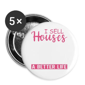 Real Estate Agent Broker Profession Real Estate - Buttons large 2.2''/56 mm (5-pack) - white - Front
