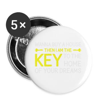 Immobilienmakler Makler Beruf Immobilien - Buttons groß 56 mm (5er Pack) - Weiß - Vorne