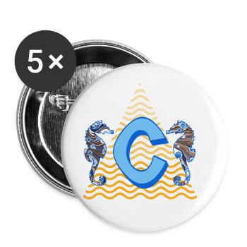 seepferdchen e 262 c - Buttons groß 56 mm (5er Pack) - Weiß - Vorne