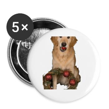 Weihnachten Hunde Golden Retriever Adventskranz - Buttons groß 56 mm (5er Pack) - Weiß - Vorne