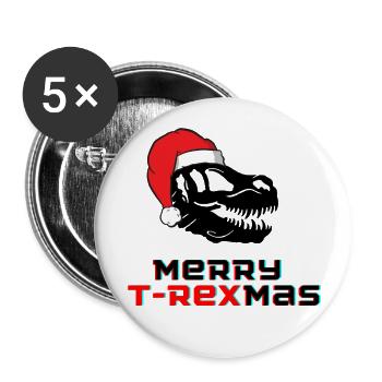 Merry T-Rexmas - Buttons groß 56 mm (5er Pack) - Weiß - Vorne