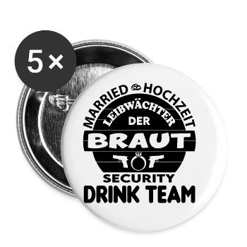 Security Leibwächter der Braut Hochzeit Married - Buttons groß 56 mm (5er Pack) - Weiß - Vorne