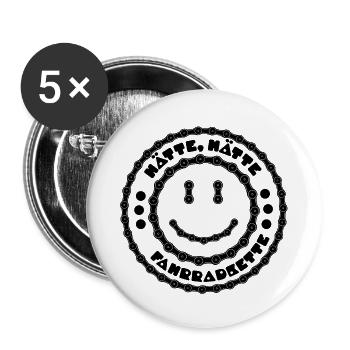 Hätte hätte Fahrrad Kette 30 Zeichenfläche 29 - Buttons groß 56 mm (5er Pack) - Weiß - Vorne
