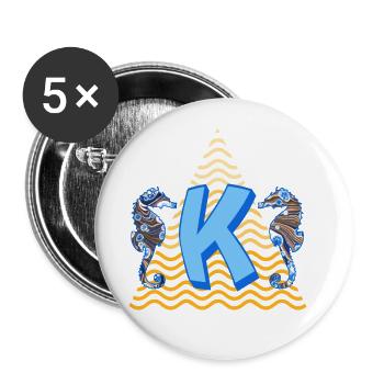 Seahorse E 262 K - Lot de 5 grands badges (56 mm) - blanc - Devant