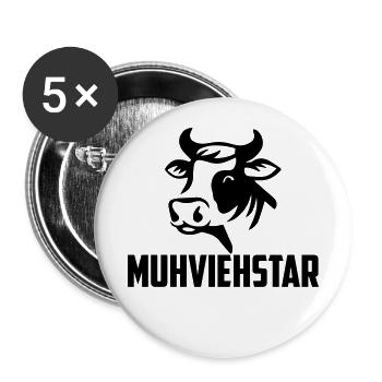 Muhviehstar | Farbe änderbar - Buttons groß 56 mm (5er Pack) - Weiß - Vorne