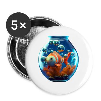 Goldfish in a fishbowl - Buttons large 2.2''/56 mm (5-pack) - white - Front