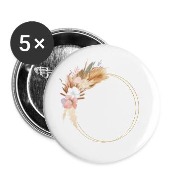 Boho Palmen Kranz, personalisierbar - Buttons groß 56 mm (5er Pack) - Weiß - Vorne