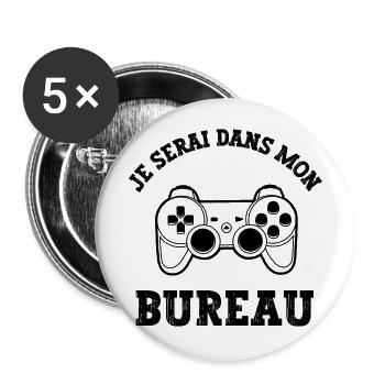 je serai dans mon bureau - Lot de 5 grands badges (56 mm) - blanc - Devant