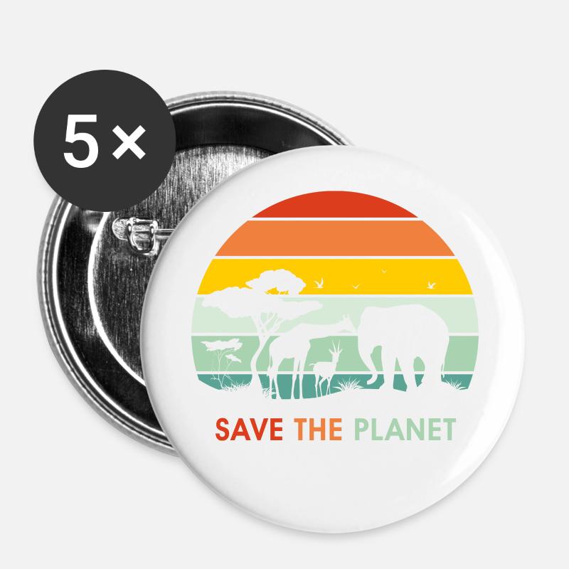 Save the planet - Buttons large 2.2''/56 mm (5-pack) - white