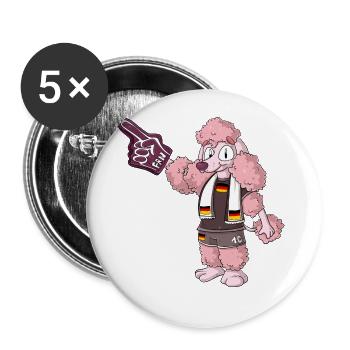 Fan Pudel Deutschland - Buttons groß 56 mm (5er Pack) - Weiß - Vorne