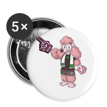 Caniche fan Brésil - Lot de 5 grands badges (56 mm) - blanc - Devant
