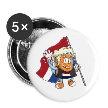 Beer fan of Netherlands - Buttons large 2.2''/56 mm (5-pack) - white - Front