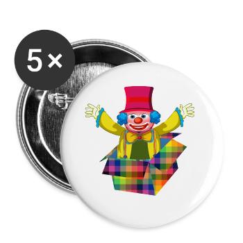 Costume de Carnaval Clown de la boîte Carnaval - Lot de 5 grands badges (56 mm) - blanc - Devant