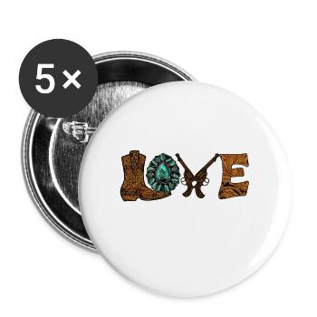 Cowboy Cow Girl Western Farmer Farm Wilder Westen - Buttons groß 56 mm (5er Pack) - Weiß - Vorne