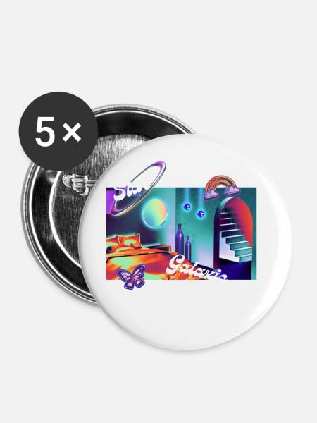 Galaxie Room - Buttons groß 56 mm (5er Pack) - Weiß