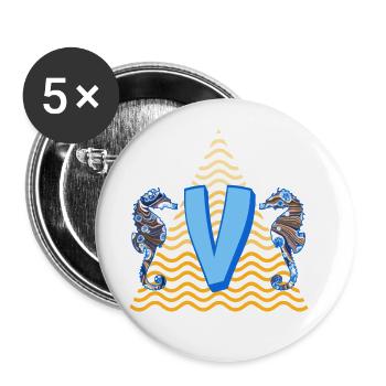 Seahorse E 262 V - Lot de 5 grands badges (56 mm) - blanc - Devant