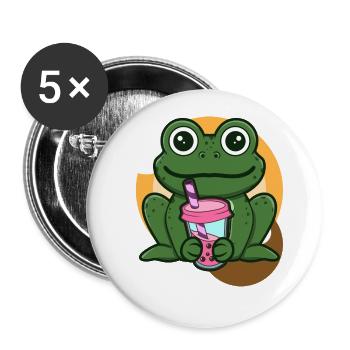 Thé à la grenouille et aux bulles - Lot de 5 grands badges (56 mm) - blanc - Devant